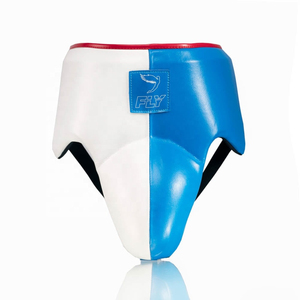 Protector Inguinal de Cuero Genuino Azul y Blanco Duradero para Boxeo, Kickboxing y Artes Marciales - Product Image 5