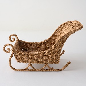 Christmas decor items woven seagrass sleighs charming sea grass sleigh <b>basket</b> table <b>display</b> - Product Image 1