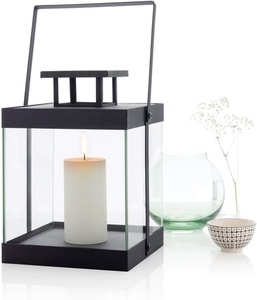 Sleek <b>Black</b> Metal <b>Lantern</b> Handmade Wholesale MOQ Decorative Candle Holder for Home Garden Indoor Outdoor - Product Image 2