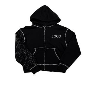 Sudadera con Capucha Personalizada con Bordado, Logotipo Serigrafiado, Pedrería Completa, Cierre de Cremallera, Estilo Urbano - Product Image 1