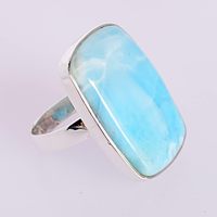 Cincin Perak Sterling 925 Asli Berhiaskan Batu Larimar Bentuk Persegi Panjang, Perhiasan Cantik Buatan Tangan, Hadiah Ulang Tahun Untuk Wanita