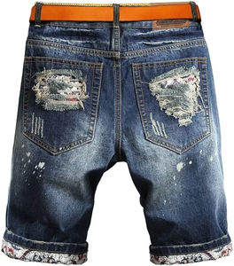 Pantalones Cortos de Mezclilla Casuales para Hombre, Personalizados, Estilo Vintage, con Estampado Gráfico de Letras y Logotipo, 100% Algodón, Bordados, Lavado Ligero, Desgastados - Product Image 2