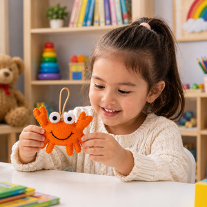 Cute Woolen Felt Crab for Kids Handmade Felt <b>Stuffed</b> Toys Soft Felt Toys for Indoor Play form Nepal - Product Image 3