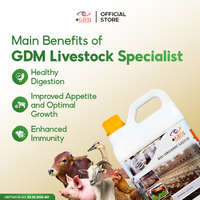 GDM Bio Probiotic Liquid Feed Enhancer pour Bovins, Volailles, Chèvres, Moutons et Porcs Favorise une Croissance Saine et une Meilleure Consommation d'Aliments 5L