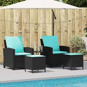 Juego de Sofás de Patio de 4 Piezas en Poliratán Negro con Cojines, Muebles de Exterior Elegantes - Product Image 1