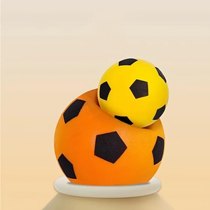 Ballon de football silencieux en mousse solide pour intérieur, 5 tailles |   Couture manuelle, simili cuir, couleurs mélangées, adapté aux adultes - Product Image 3