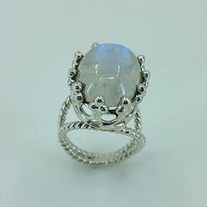 Rainbow Moonstone <b>Ring</b> 925 Sterling <b>Silver</b> Handmade Statement Promise <b>Ring</b> for Women <b>Boho</b> Oval June Birthstone Jewelry - Product Image 1