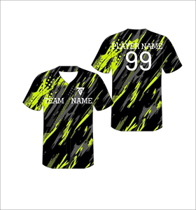 Camiseta de Béisbol Sublimada con Estampado Personalizado, Azul, Cuello en V, Manga Corta, Unisex para Adultos, Transpirable, Personalizable - Product Image 5