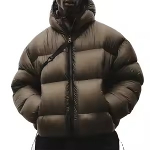 Men's 100% Nylon Solid Front Logo Oversized Formal Winter Coat Faux <b>Fur</b> <b>Trim</b> Factory OEM Customization - Product Image 3