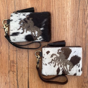 Nouvelle vente de noël sur peau de vache gravé au Laser gland pochette à glissière Western en cuir véritable grande capacité bracelet portefeuilles - Product Image 3