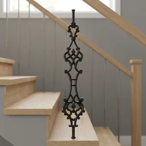 Balustre d'escalier victorien en fonte noire, orné, en métal, pour rampe d'escalier intérieure de villa - Product Image 1