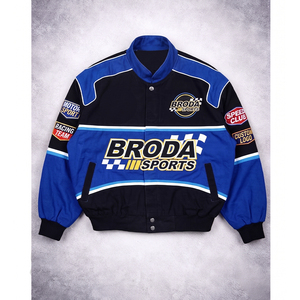 Blouson de moto respirant personnalisé 2026 en coton/polyester coupe courte coupe-vent avec patch brodé sur mesure - Product Image 1