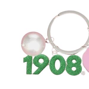 Llavero y Clip para Bolso con Flor Rosa y Verde 1908, Accesorio Decorativo de Moda para Mujer, Regalo para Bolso de Mano, Viajes y Uso Diario - Product Image 2