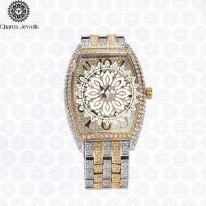Charm_Jewells Women's Luxury Gold Tonneau <b>Watch</b> Analog Quartz Diamond Encrusted Bracelet 38mm Hollow Out Design - Product Image 6