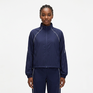 Women's Breathable Polyester <b>Track</b> <b>Jacket</b> Full Sleeve Stand Collar Zipper Closure Solid Color Regular Fit All Seasons - Product Image 3