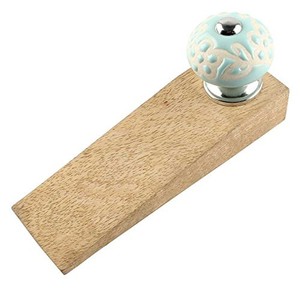 Butée de porte artisanale en bois recyclé avec bouton en céramique - Vente en gros - Product Image 6