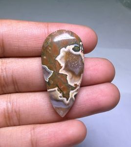 Cabochon de jaspe naturel taillé en poire, orange, vert, marron, poli, pierre précieuse en vrac pour la fabrication de bijoux - Product Image 1