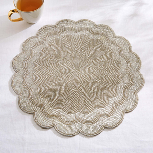 <b>Beaded</b> <b>Placemats</b> Set Premium <b>Beaded</b> <b>Placemat</b> Decorative Mats Pads High Quality Glass Beads <b>Placemat</b> - Product Image 6