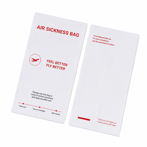 Eco-Friendly <b>Biodegradable</b> Air Sickness Bag Standard Flat Disposable Greaseproof Kraft <b>Paper</b> Twisted Handles Offset Printing - Product Image 1