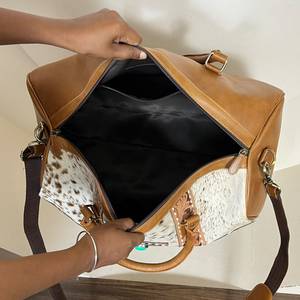 Sacs de voyage en cuir de vachette fait main, prix d'usine en gros, avec concho turquoise et motif floral, sacs de week-end - Product Image 6