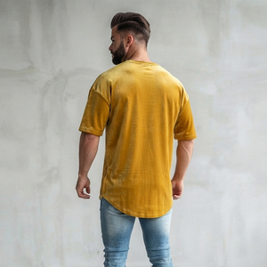 เสื้อยืดโอเวอร์ไซส์ผู้ชาย ผ้ากำมะหยี่ แขนสั้น คอกลม สไตล์ลำลอง ทรงหลวม สตรีทแวร์ ไหล่ตก พรีเมียม 260 กรัม ผ้าฝ้าย 100% - Product Image 6