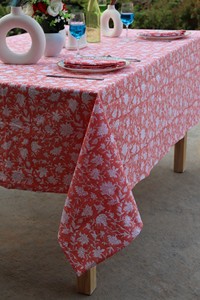 Indian Block Print Tablecloth Floral Cotton <b>Table</b> Cover Pink French Tablecloth Rectangle <b>Table</b> Cloth Dining <b>Table</b> <b>Decor</b> - Product Image 5