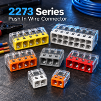 Connecteur de câblage à enfoncement transparent compact, borne de distribution électrique, raccordement solide 24A 450V 2273-202 203 204 205 208