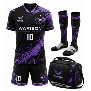 Sublimation Printing Unisex Football Uniform Kit 100% Polyester Soccer Jersey Short Sock And Sports Bag Set - Product Image 2
