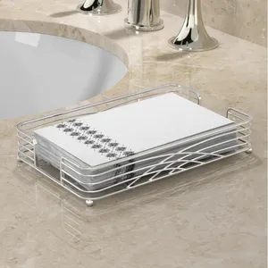 Porte-serviettes en métal rectangulaire 9,2 x 5,7 x 1,7 pouces, durable, décoration de table moderne, usage domestique - Product Image 1