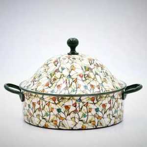 Ornate Metallic Serving Dish With Dome Lid Woven Dark Metal Lattice Base Reflective Bowl dining accessory premium serving ware - Product Image 5