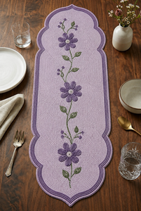 Customized Shape Luxury Eco-Friendly Fabric Table <b>Runner</b> <b>Green</b> Embroidered Leaves Classic Handmade Durable 5mm Thick Table - Product Image 1