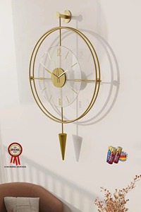 นาฬิกาแขวนผนังทรงลูกศรเคลือบทองหรูหรา เหมาะสำหรับตกแต่งภายในและเป็นของขวัญ สร้างความโดดเด่นและเสน่ห์อันสง่างามจากอินเดีย - Product Image 5