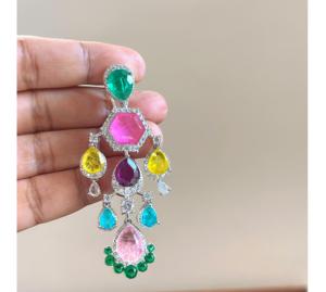 Pendientes Largos de Plata con Zirconia y Aspecto de Piedra para Mujer, Ideales para Vestidos de Noche y Fiestas - Product Image 2