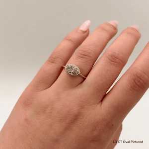 Anillos de compromiso de oro macizo de 14K personalizados con diamantes ovalados alargados cultivados en laboratorio, engaste de bisel, borde suave, modernos solitarios, bandas de promesa - Product Image 4