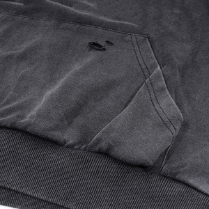 Men's OEM Custom Logo Distressed Embroidery Patched 100% Cotton Fleece Winter Oversized Pullover <b>hoodies</b> with Screen Printing - Product Image 5