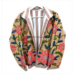 Indian Hand Embroidered Corduroy Suzani <b>Jacket</b> Boho <b>Hippie</b> Women With Cotton Stripe Liner Wear Coats <b>jackets</b> - Product Image 1