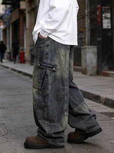 Jeans en denim pour homme, coupe classique, logo personnalisé OEM, pantalon droit classique - Product Image 2