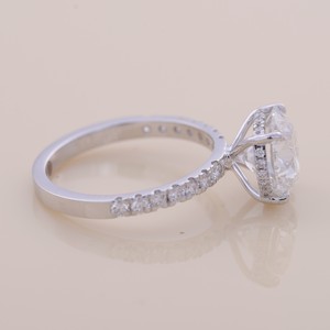 IGI Certified Brilliant Lab Grown Diamond Halo Engagement Wedding Anniversary Gift <b>Ring</b> 14K Solid Gold Rhodium Plated Pav Band - Product Image 5