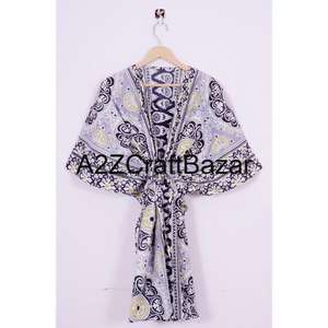 Robe kaftan en coton imprimé, robe pour femme, kaftan indien court fait main, magnifiques robes de plage, cadeau pour elle - Product Image 5