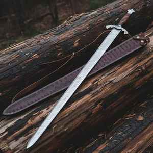 ดาบไวกิ้งทำมือคุณภาพสูงระดับมืออาชีพ พร้อมปลอกดาบไม้แกะสลัก สไตล์นอร์สยุคกลาง สำหรับนักรบกลางแจ้ง พร้อมปลอกดาบ - Product Image 2