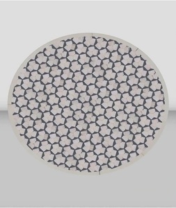 Taburete Redondo Moderno de Alta Gama con Incrustaciones de Hueso en Blanco y Negro, Ecológico y Hecho a Mano, para Sala de Estar, Uttar Pradesh, FS International - Product Image 4