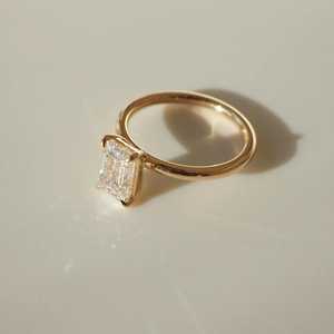 1.53 Ct Emerald Cut Moissanite Engagement <b>Ring</b>, Emerald Cut <b>Ring</b>, Moissanite Engagement <b>Ring</b>, <b>Solitaire</b> Emerald Cut <b>Ring</b> - Product Image 3