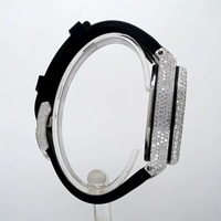 Luxuriöse Herren-Edelstahluhr mit Diamanten 42mm Analog Tachymeter Gummiarmband Saphirglas 30bar Wasserdicht