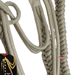 Aiguillette tressée uniforme en Mylar argenté, cordon d'épaule allemand avec pointe métallique argentée - Product Image 3