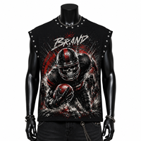 Camiseta sin Mangas con Estampado Gráfico Personalizado DTG, 100% Algodón Jersey, Logotipo Personalizado, Moda Unisex, Corte Holgado, Estilo Urbano