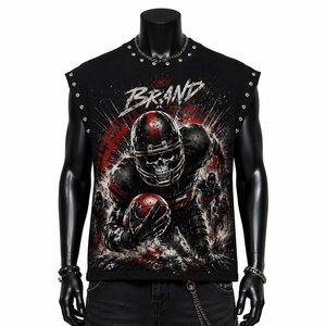 Débardeur personnalisé imprimé DTG, 100% coton jersey, logo personnalisé, mode sans manches, unisexe, coupe ample, streetwear, coton - Product Image 3