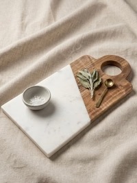 Planche à découper en bois et marbre, pour usage quotidien en cuisine, fabriquée à la main, de qualité supérieure, blocs à découper en bois et marbre, planche ronde de service. - Product Image 6