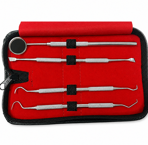 Kit d'hygiène bucco-dentaire manuel en gros avec ensemble de nettoyage des dents en acier inoxydable de haute qualité et étui en cuir, marque privée - Product Image 1