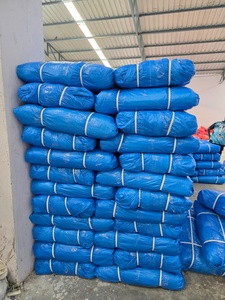 Bâche en tissu bleu avec œillets métalliques et boucles, imperméable, pour usage extérieur, tissage uni, poids moyen - Product Image 3
