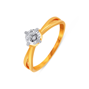 Anillo de Diamantes Solitario Clásico Brillante, Anillo de Diamantes Solitario de Corte Brillante Redondo en Oro de 18K de Primera Calidad, Elegante Anillo de Compromiso para Mujer - Product Image 1
